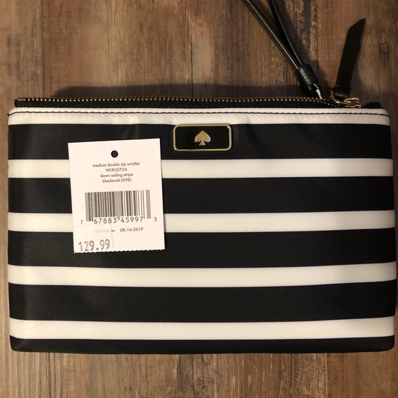 Kate Spade Dawn Sailing Stripe Double Zip Wristlet - Picture 2 of 4